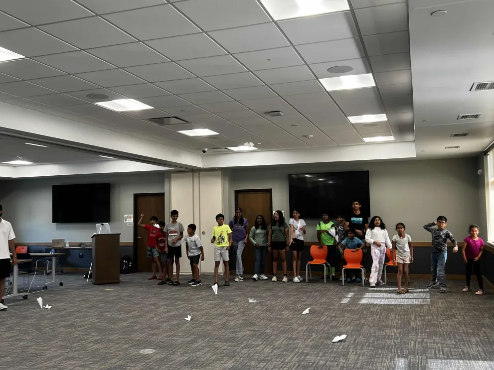 Students working on a robotics project
