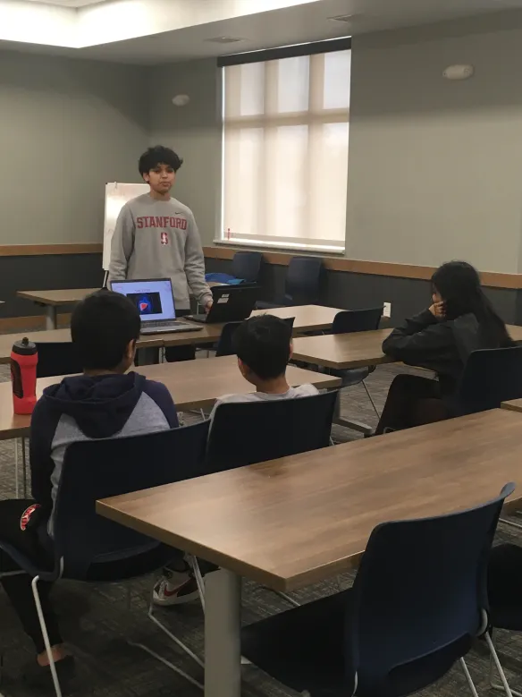 Students working on a robotics project