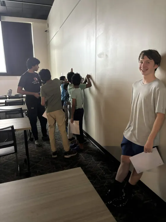 Students working on a robotics project