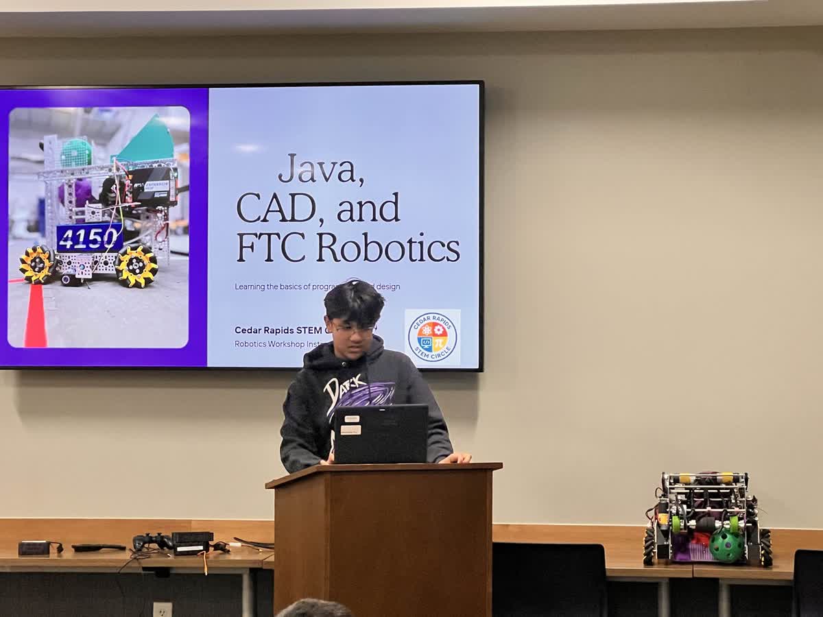 Students working on a robotics project