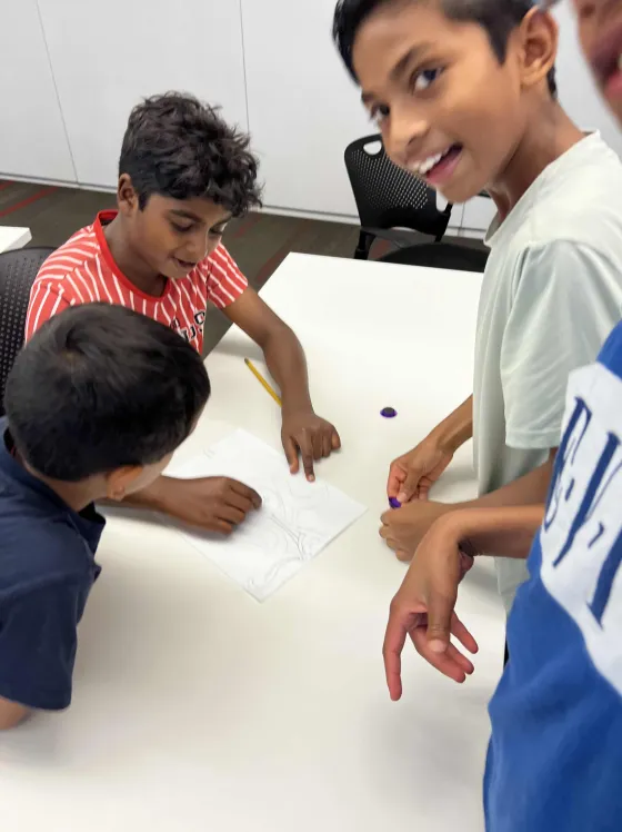 Students working on a robotics project