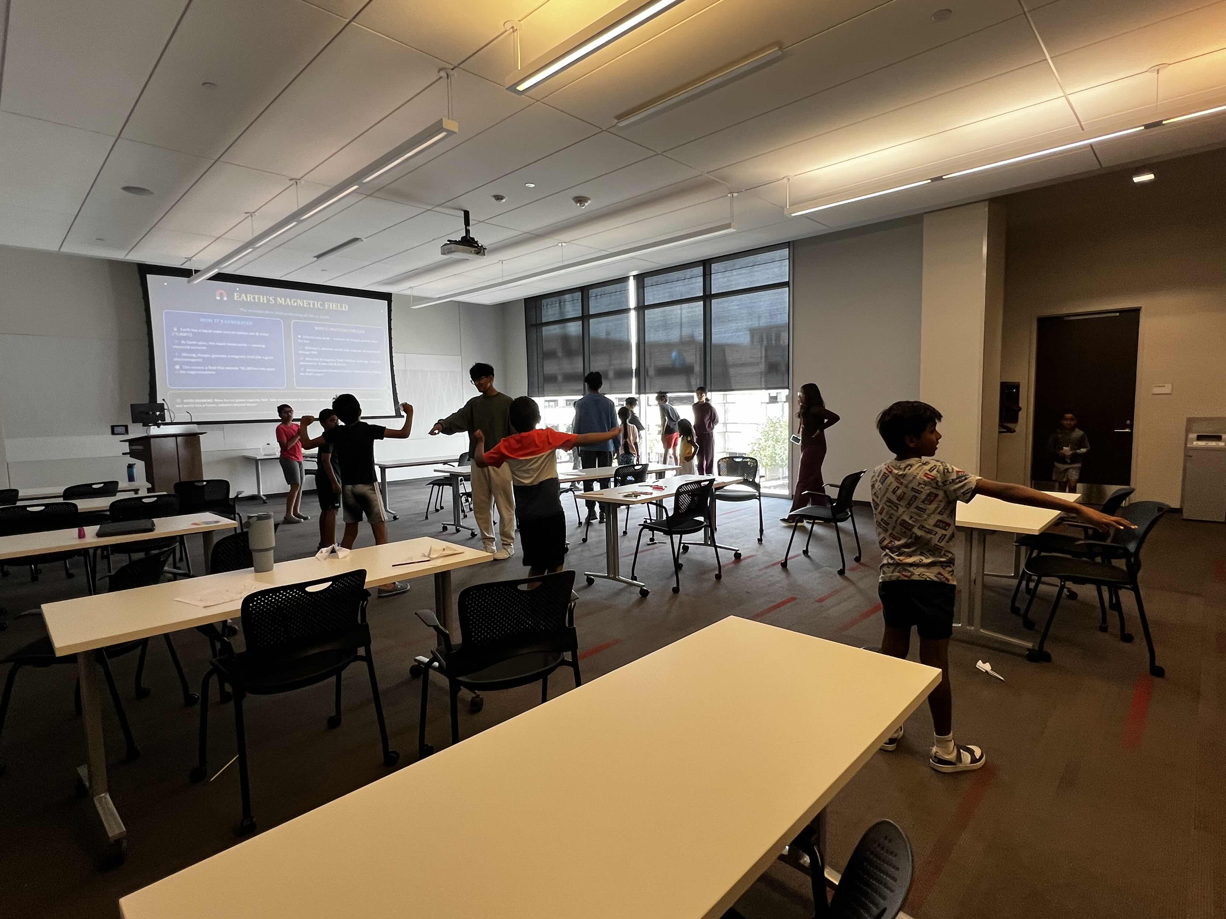 Students working on a robotics project