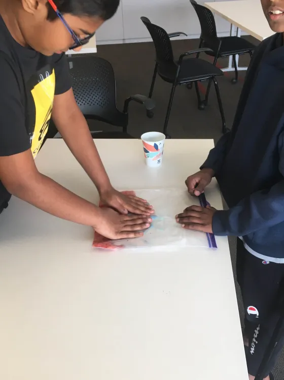 Students working on a robotics project